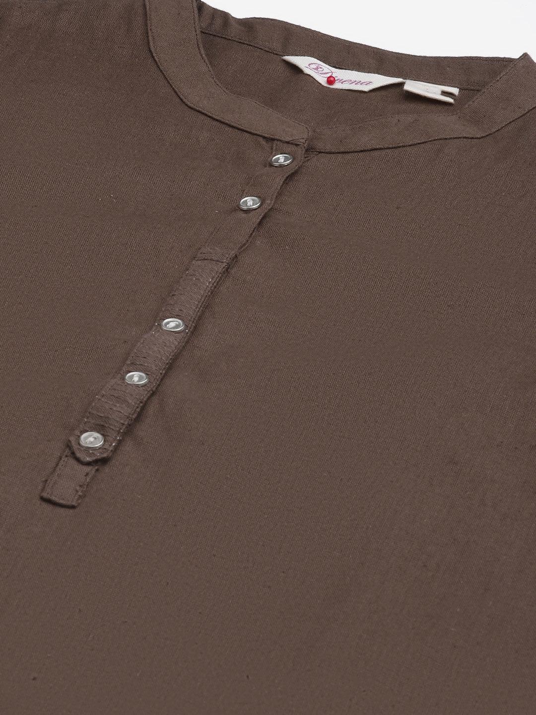 Jamal Jamaloo Brown Cotton Straight Kurti - Jamal Jamaloo