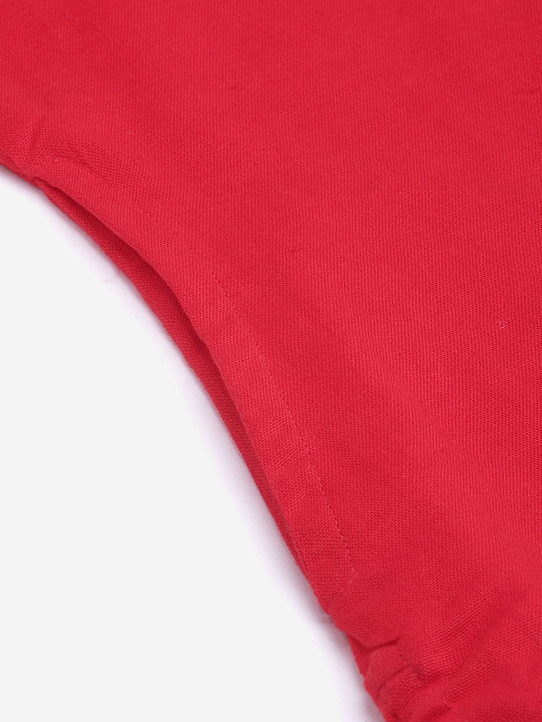 Jamal Jamaloo Red Cotton Straight Kurti - Jamal Jamaloo