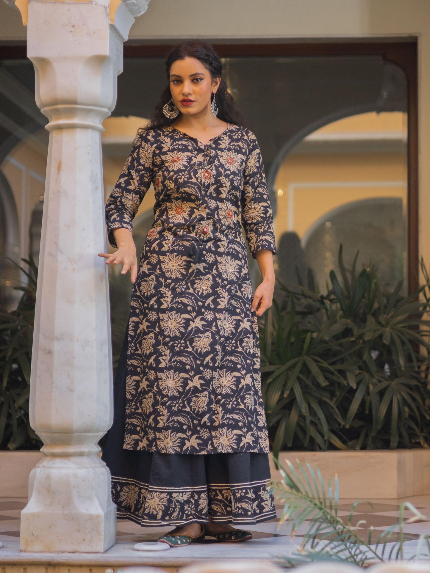 Jamal Jamaloo Black Printed Kurta with Palazzo Set - Jamal Jamalooworld.com