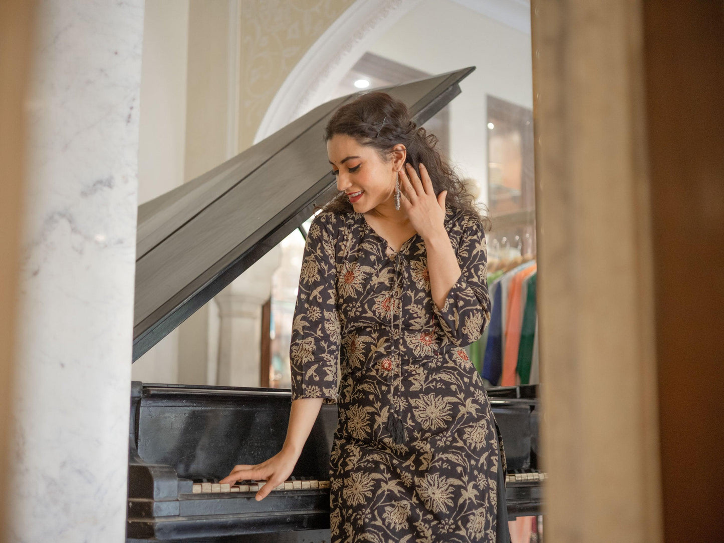 Jamal Jamaloo Black Printed Kurta with Palazzo Set - Jamal Jamalooworld.com