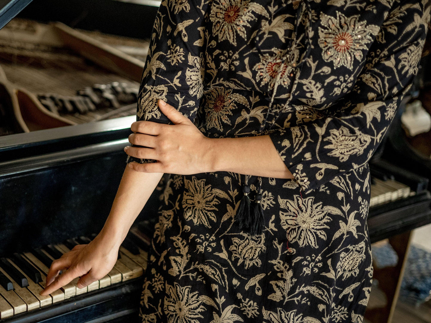 Jamal Jamaloo Black Printed Kurta with Palazzo Set - Jamal Jamalooworld.com