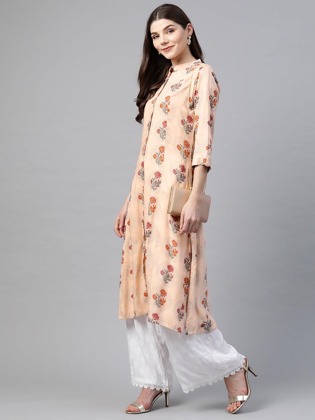 Jamal Jamaloo A-Line Pink Rayon Kurta - Jamal Jamaloo
