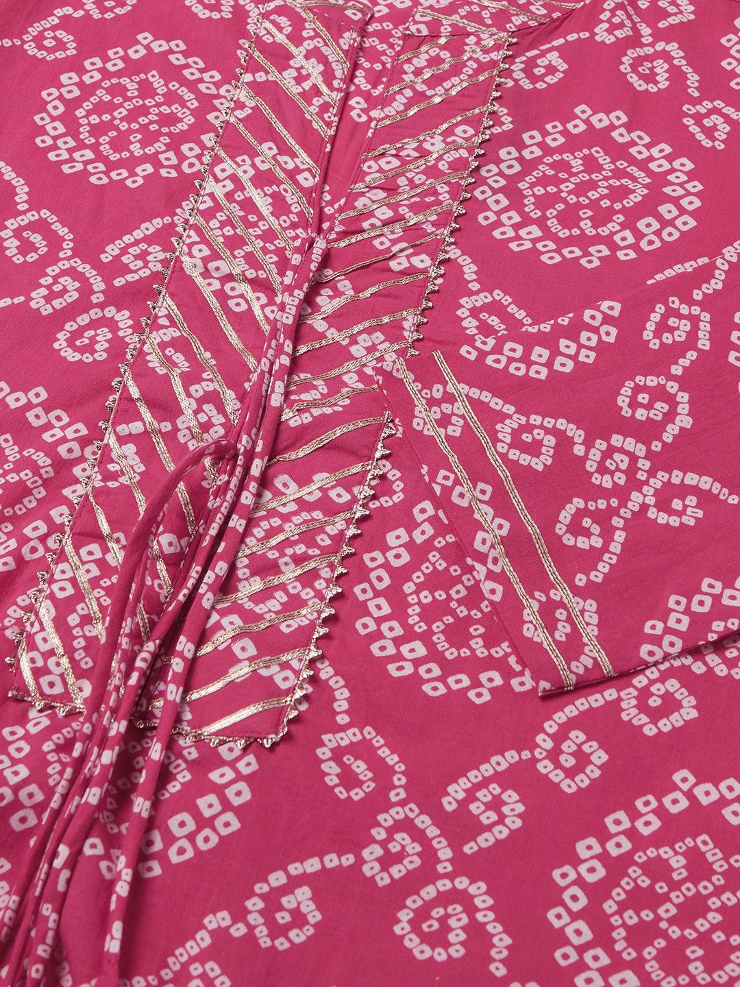 Jamal Jamaloo Pink Bandhej Straight Kurta - Jamal Jamaloo
