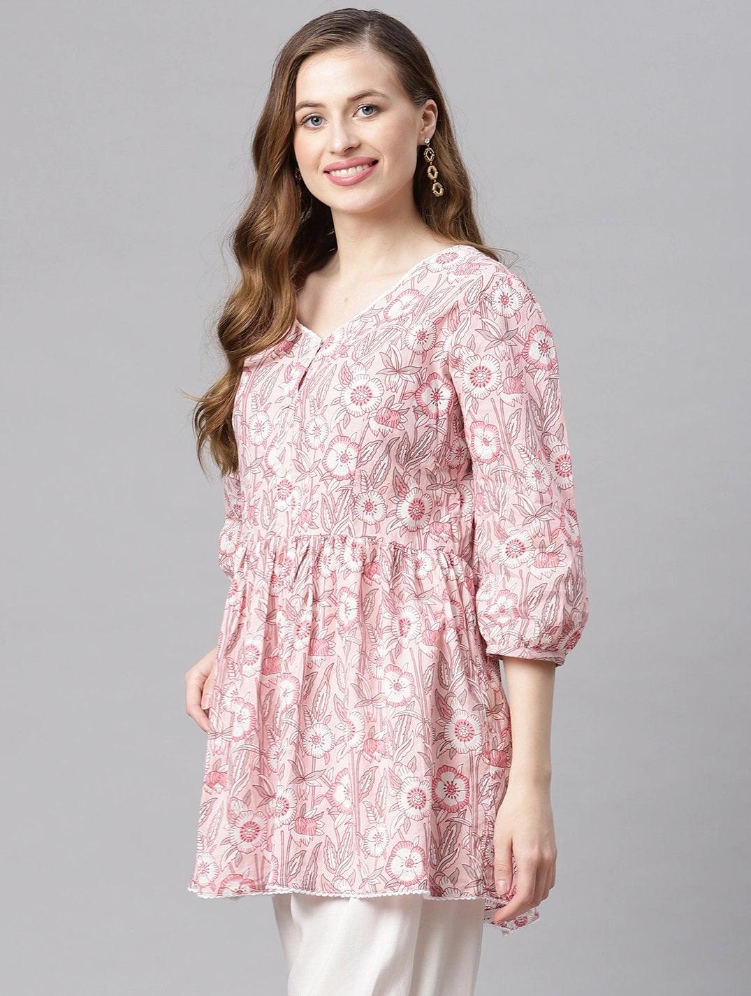 Jamal Jamaloo baby pink Cotton Peplum Top - Jamal Jamaloo