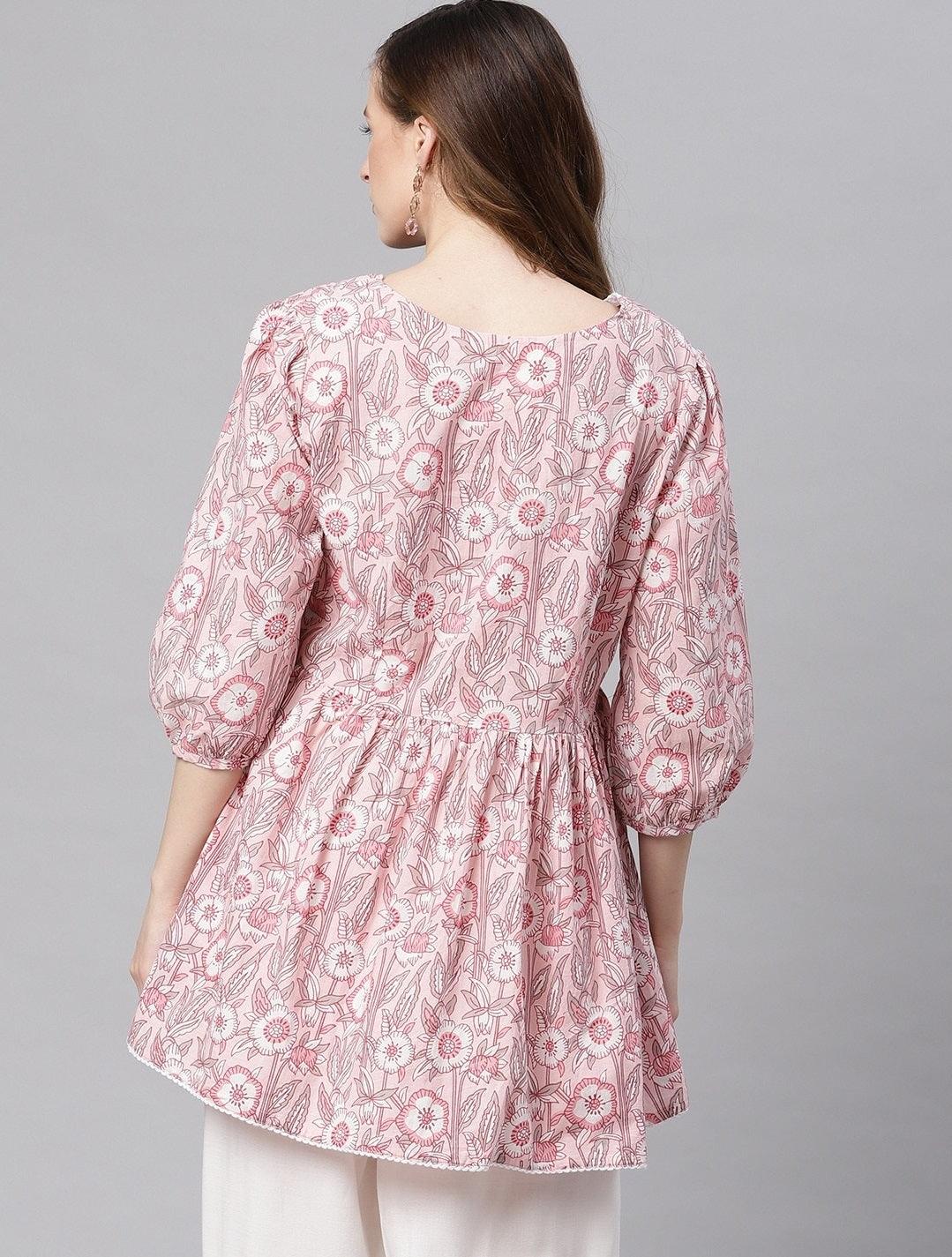 Jamal Jamaloo baby pink Cotton Peplum Top - Jamal Jamaloo