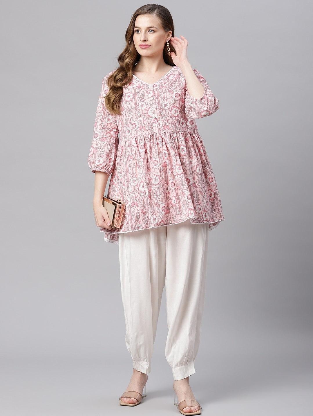 Jamal Jamaloo baby pink Cotton Peplum Top - Jamal Jamaloo