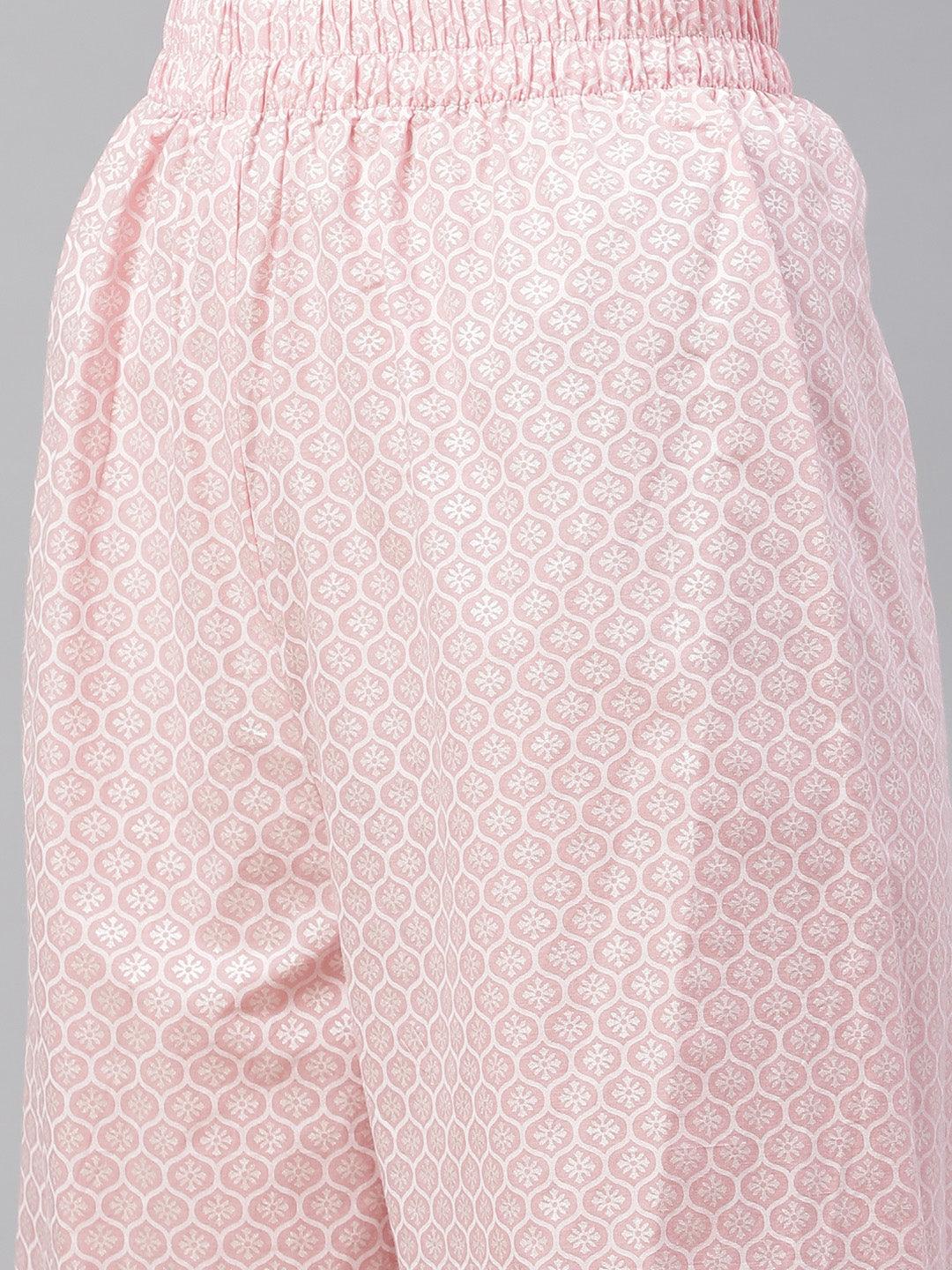 Jamal Jamaloo Baby Pink Cotton Kurta Palazzo Set - Jamal Jamaloo