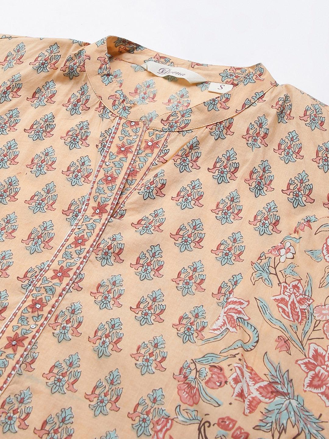 Jamal Jamaloo Jamal Jamaloo Peach Cotton A-line Kurta - Jamal Jamaloo