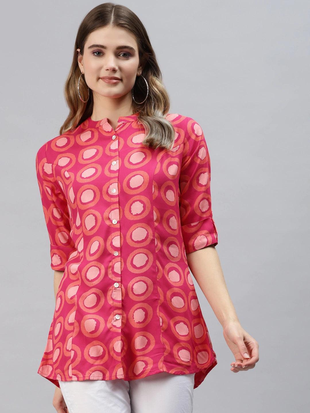 Jamal Jamaloo Pink Rayon Shirt Style Top - Jamal Jamaloo
