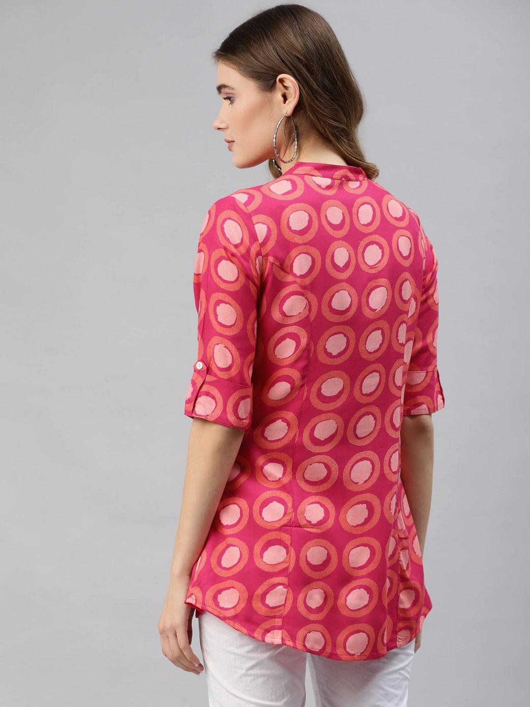 Jamal Jamaloo Pink Rayon Shirt Style Top - Jamal Jamaloo