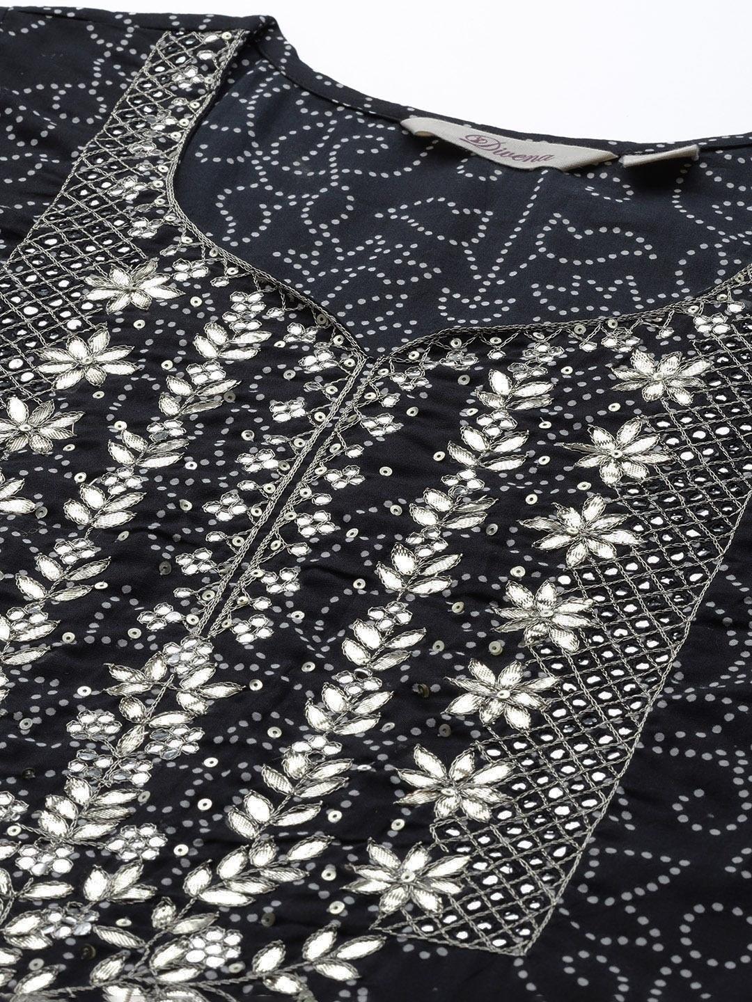 Jamal Jamaloo Black and White Cotton Kurta Pant Set With Dupatta - Jamal Jamaloo