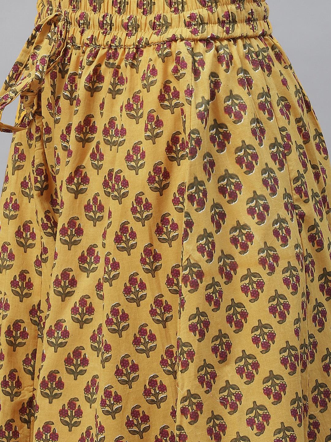 Jamal Jamaloo Mustard Cotton Anarkali Kurta Palazzo Set With Dupatta - Jamal Jamaloo