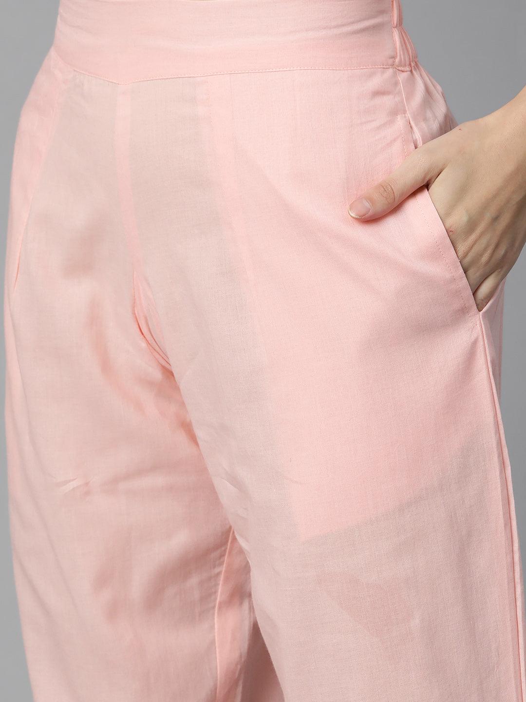 Jamal Jamaloo Pink Cotton Straight Kurta Pant Set With Dupatta - Jamal Jamaloo
