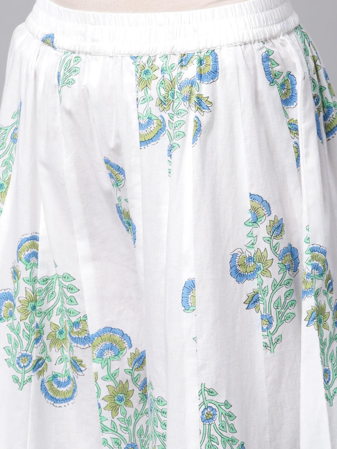Jamal Jamaloo White Floral Printed Kurta Palazzo set with Dupatta - Jamal Jamalooworld.com