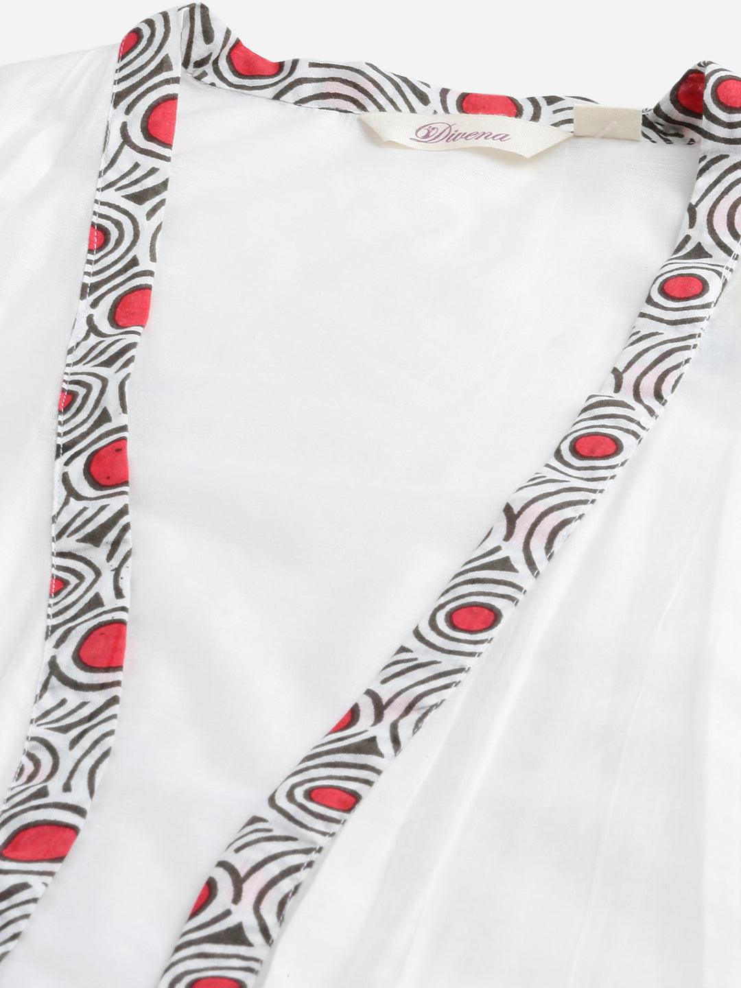 Jamal Jamaloo White Floral Kurta Pant Set with Chanderi Shurg - Jamal Jamaloo
