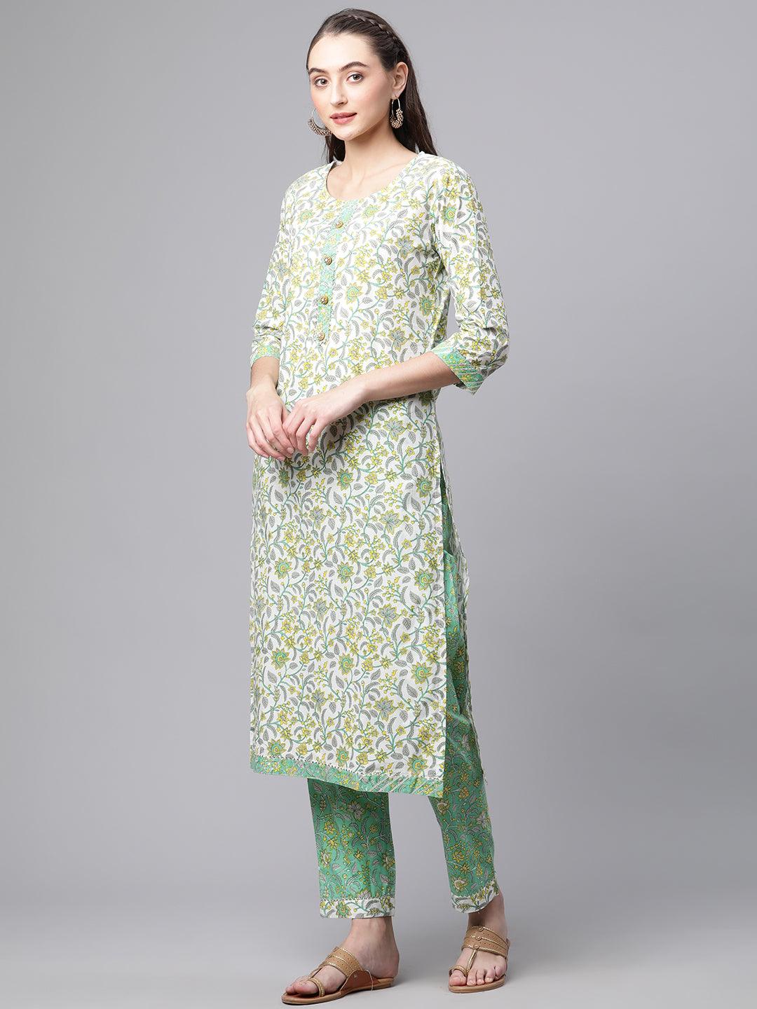 Jamal Jamaloo White Cotton Straight Kurta Pant set with Dupatta - Jamal Jamalooworld.com