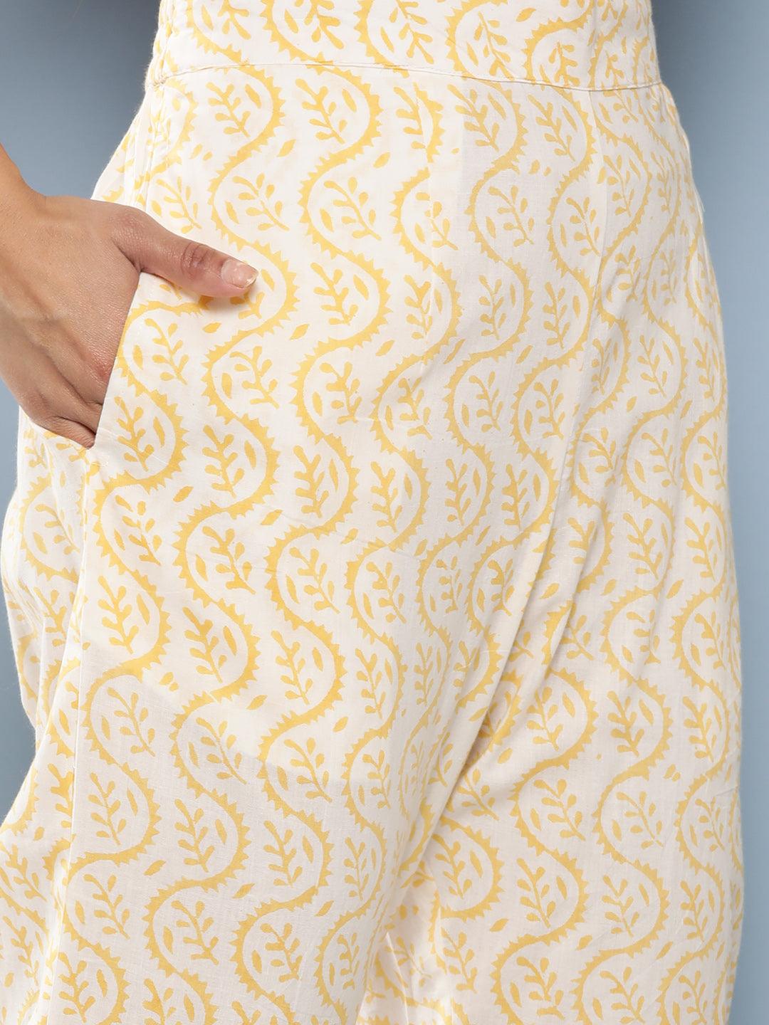 Jamal Jamaloo Yellow Pure Chanderi Kurta Pant Set with Dupatta - Jamal Jamaloo