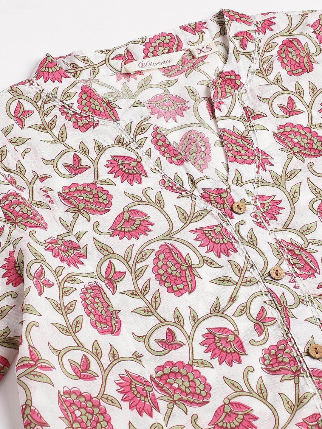 Jamal Jamaloo White Floral Printed Anarkali Kurta Palazoo Sets - Jamal Jamaloo