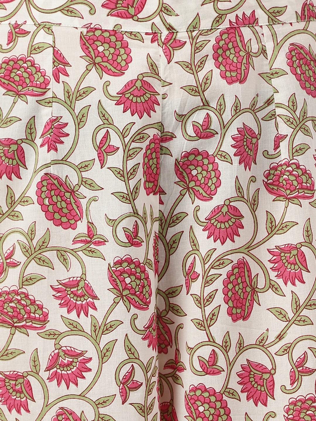Jamal Jamaloo White Floral Printed Anarkali Kurta Palazoo Sets - Jamal Jamaloo