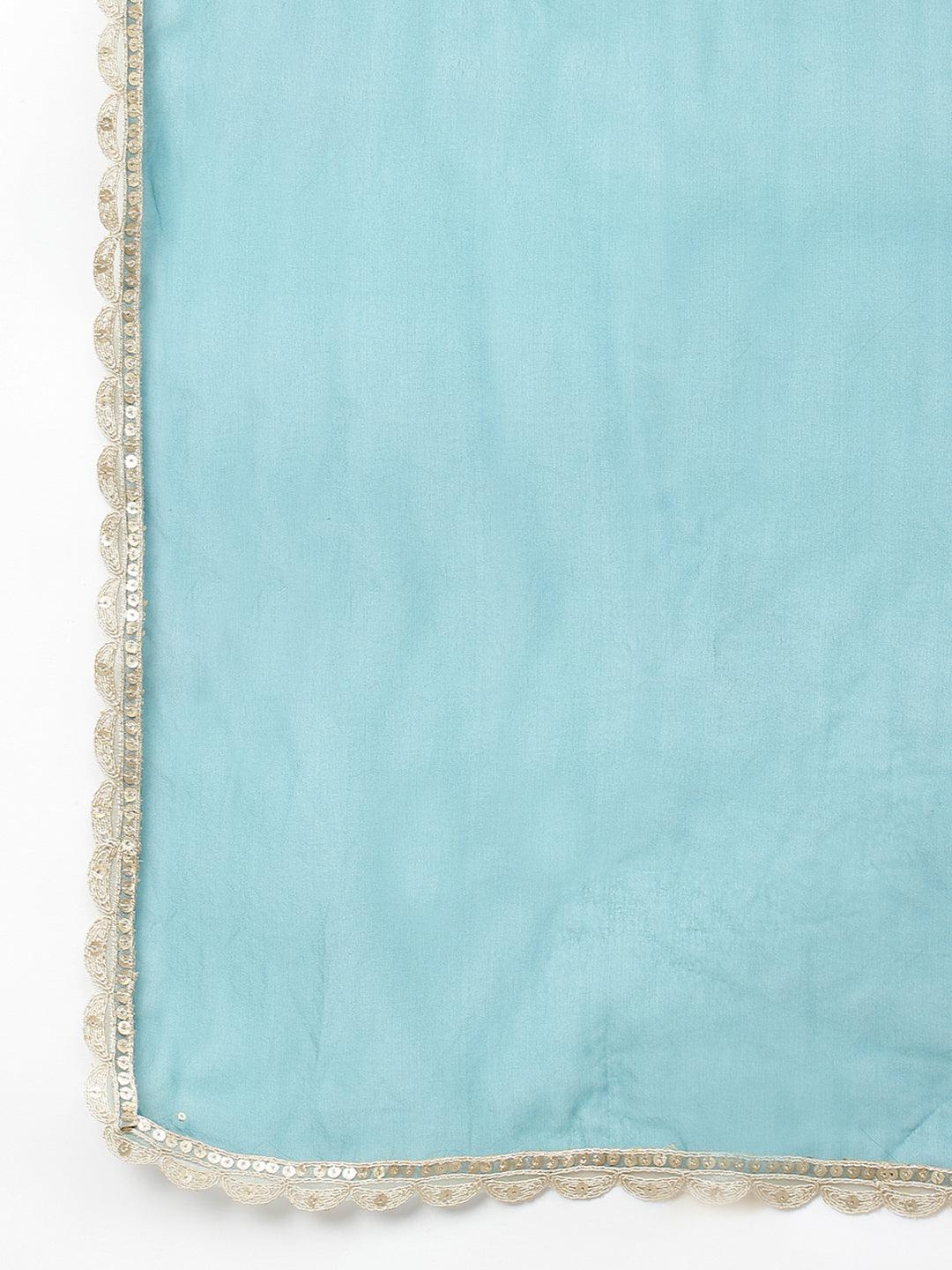 Jamal Jamaloo Teal Green Velvet hand work Kurta pant With Organza Dupatta set - Jamal Jamaloo