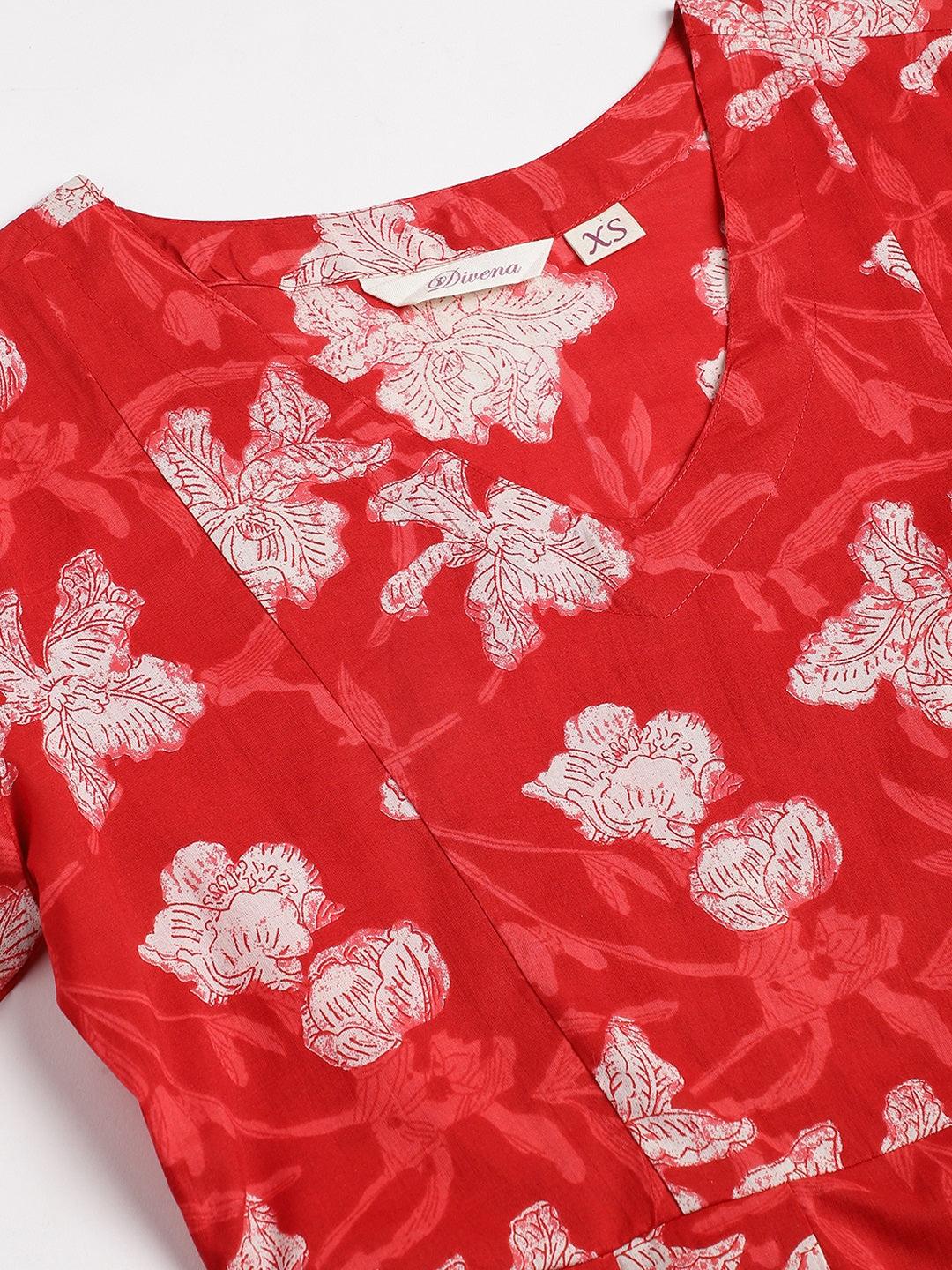 Jamal Jamaloo Red Cotton Peplum Top Pant Co-ords Sets - Jamal Jamaloo