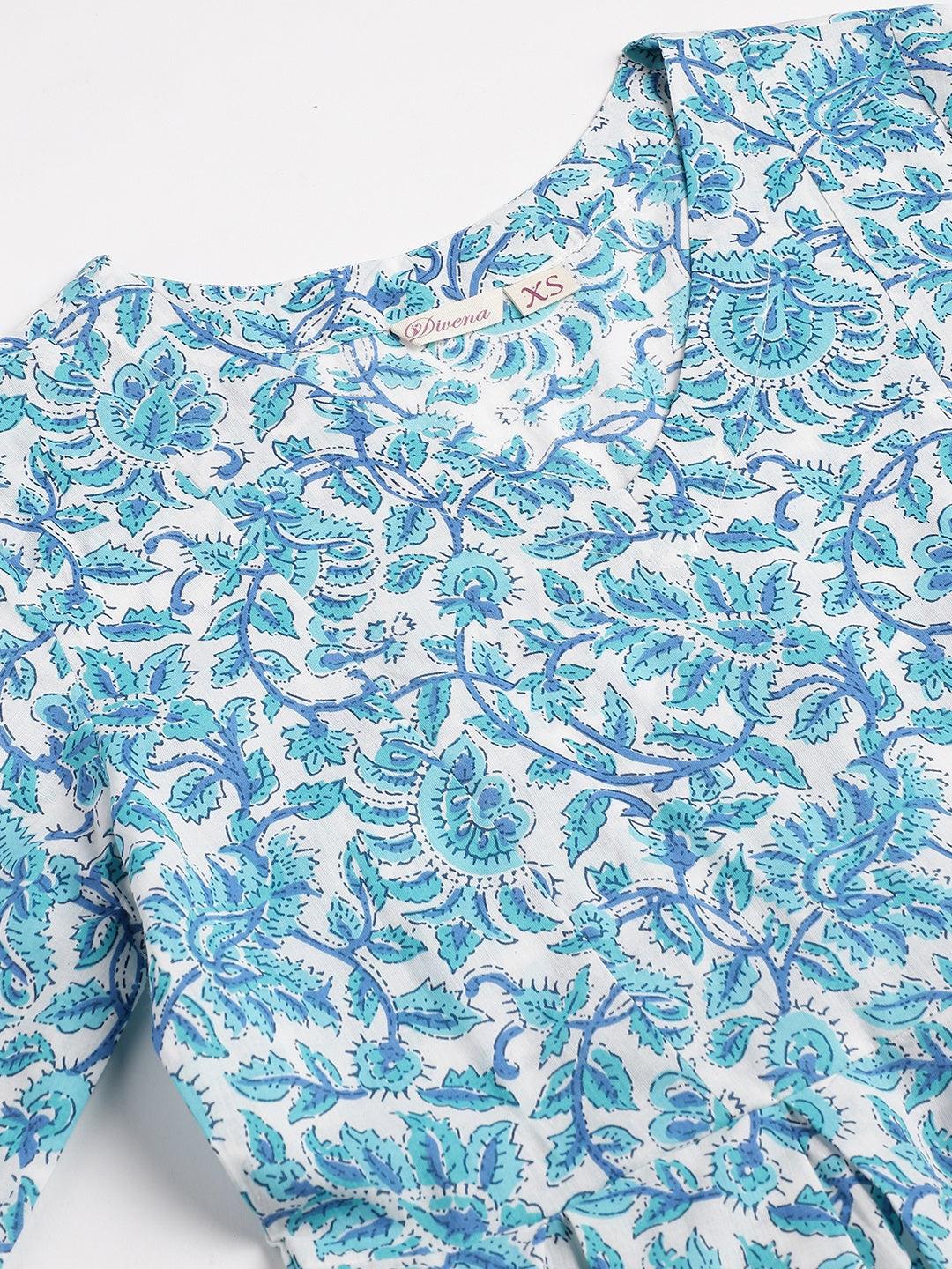 Jamal Jamaloo White Floral Printed Cotton Peplum Top Pant Co-ords Sets - Jamal Jamaloo