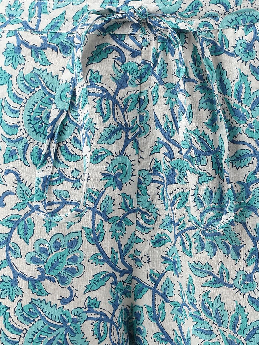 Jamal Jamaloo White Floral Printed Cotton Peplum Top Pant Co-ords Sets - Jamal Jamaloo