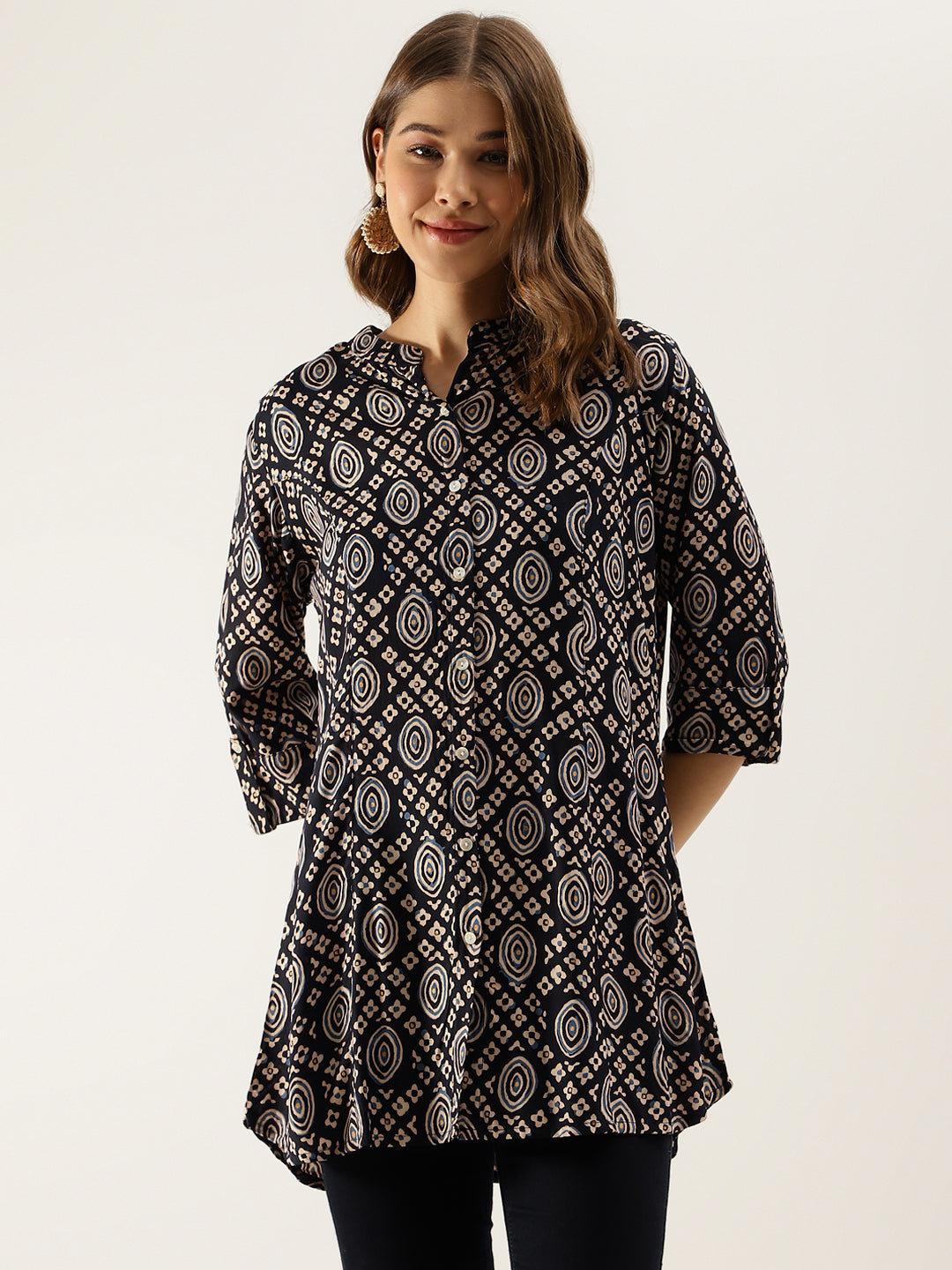 Black Asymetric Printed top