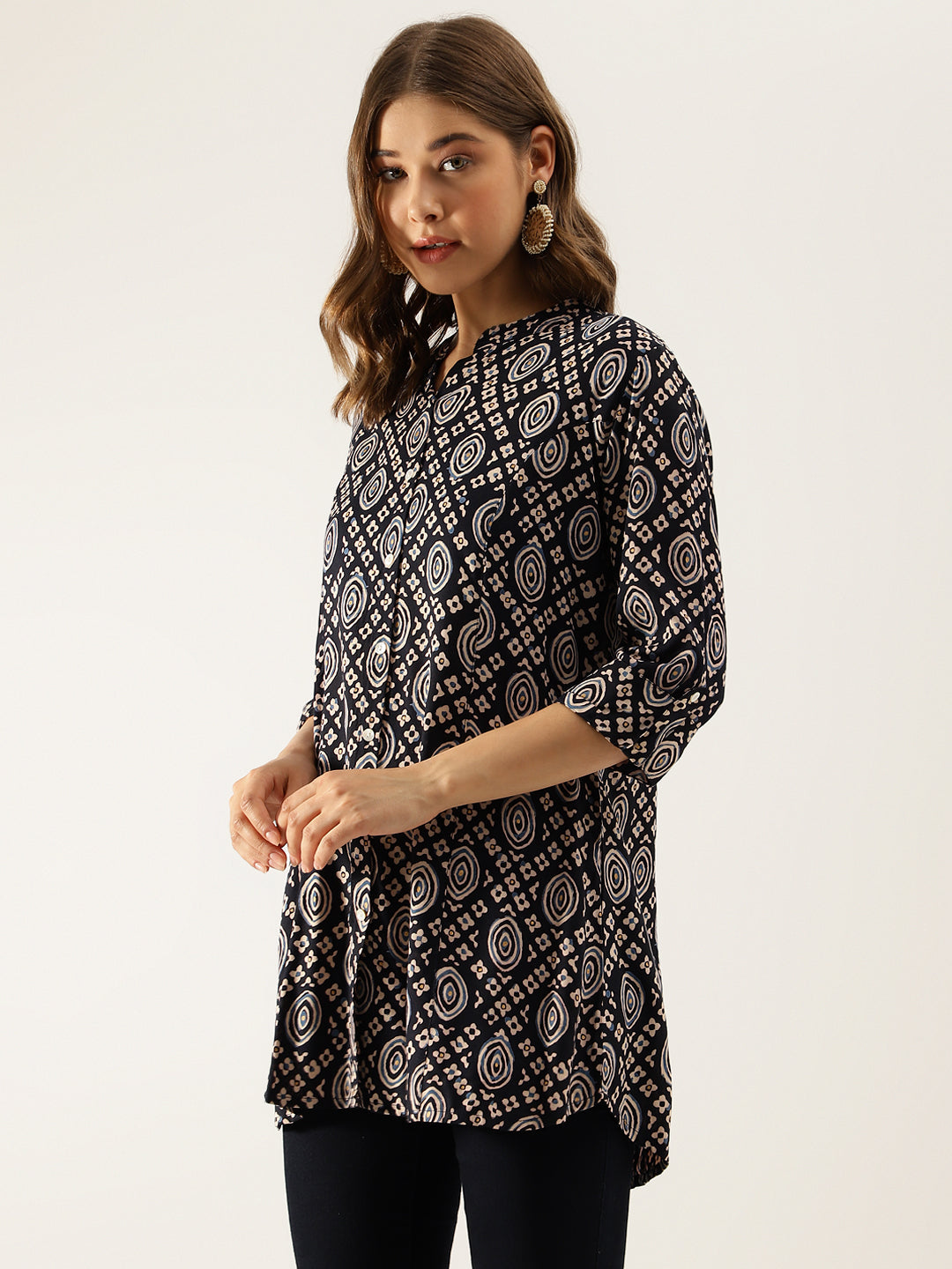 Black Asymetric Printed top