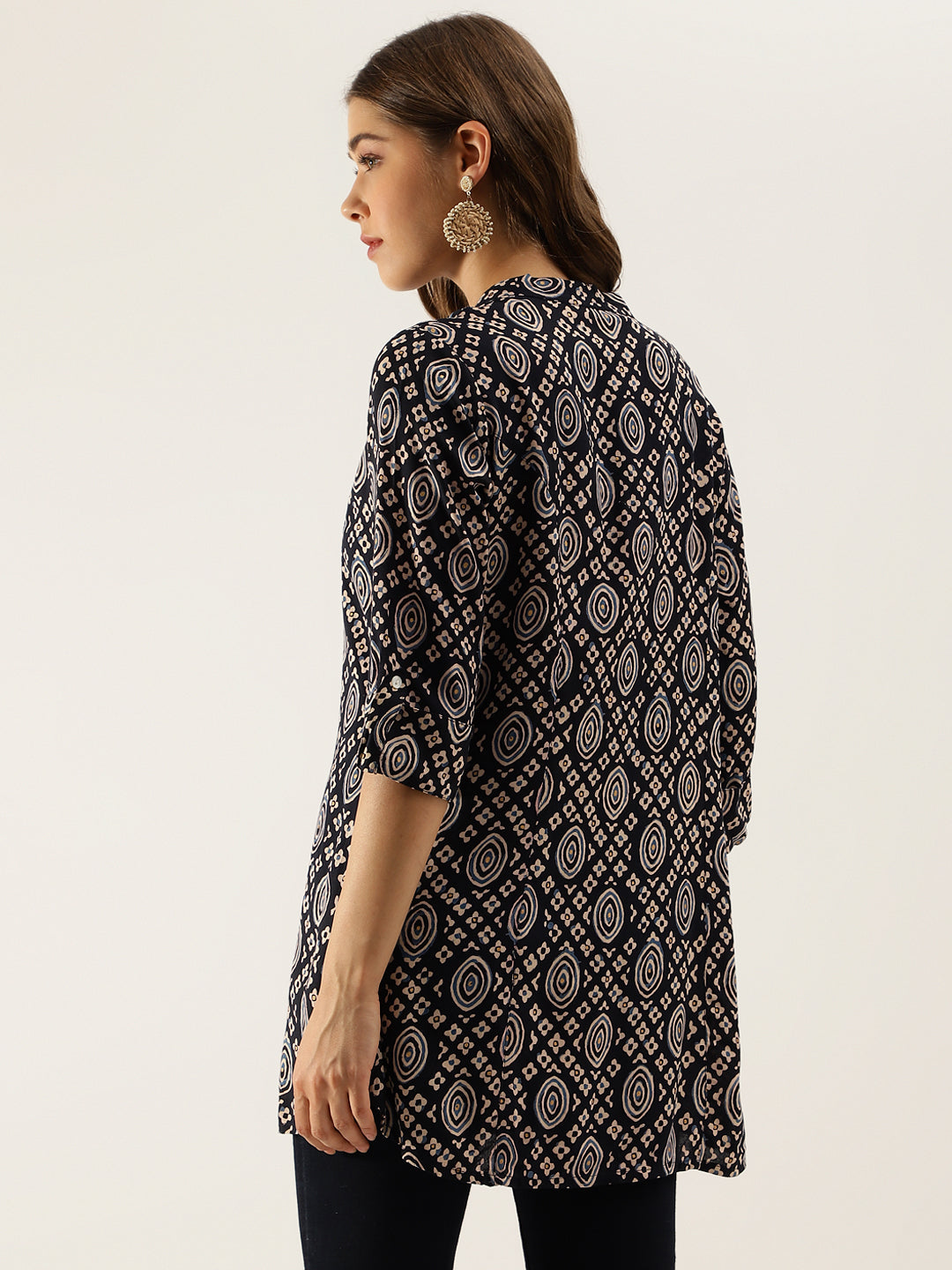 Black Asymetric Printed top