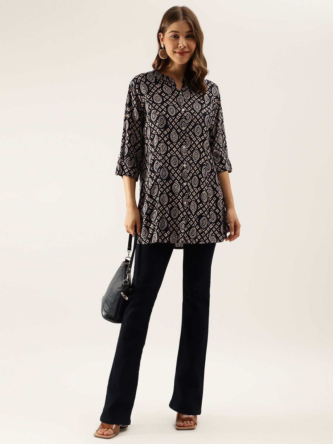 Black Asymetric Printed top