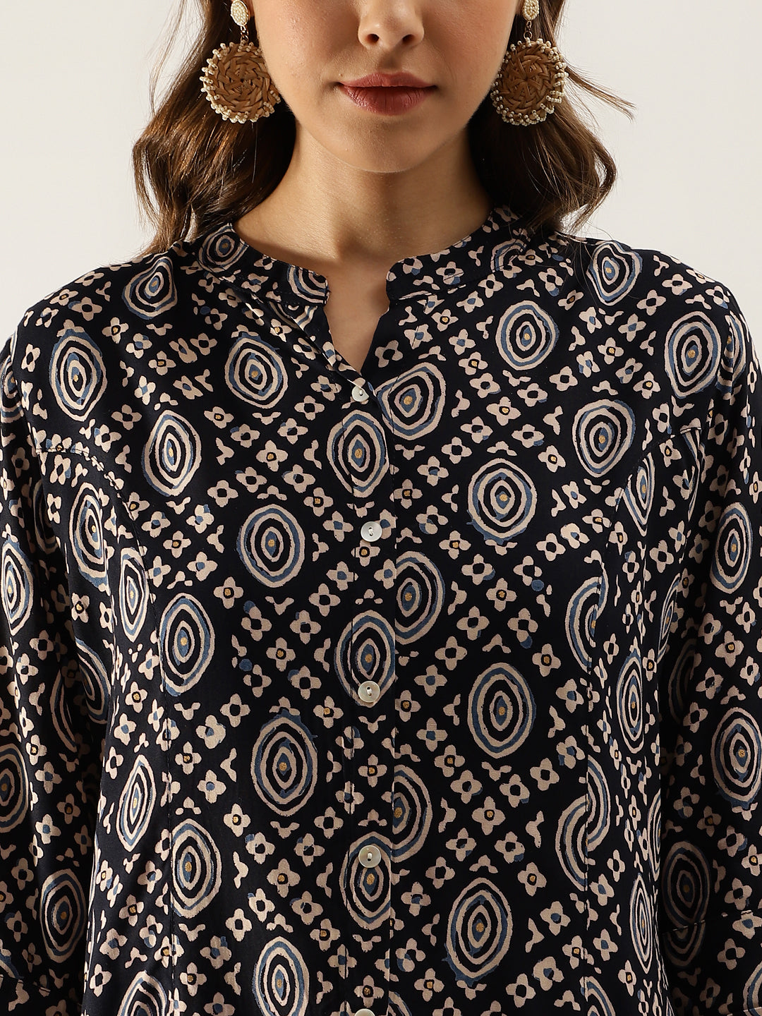 Black Asymetric Printed top