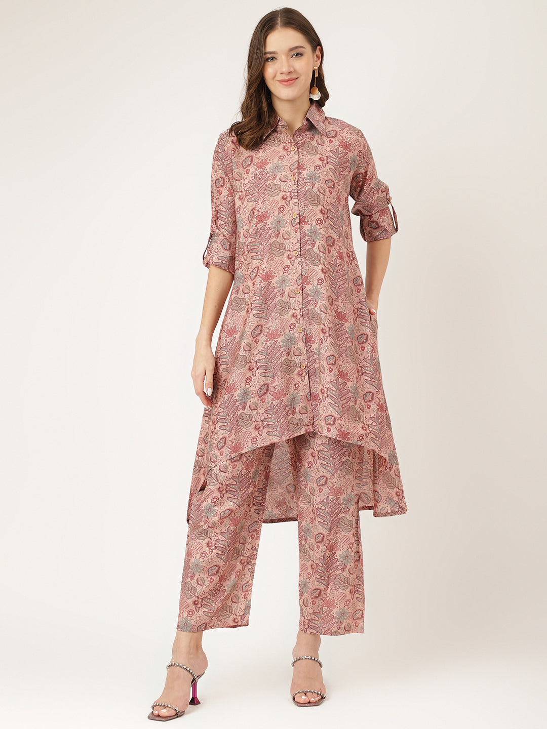 Purple Multi Foil Printed Chanderi Co-ord Set