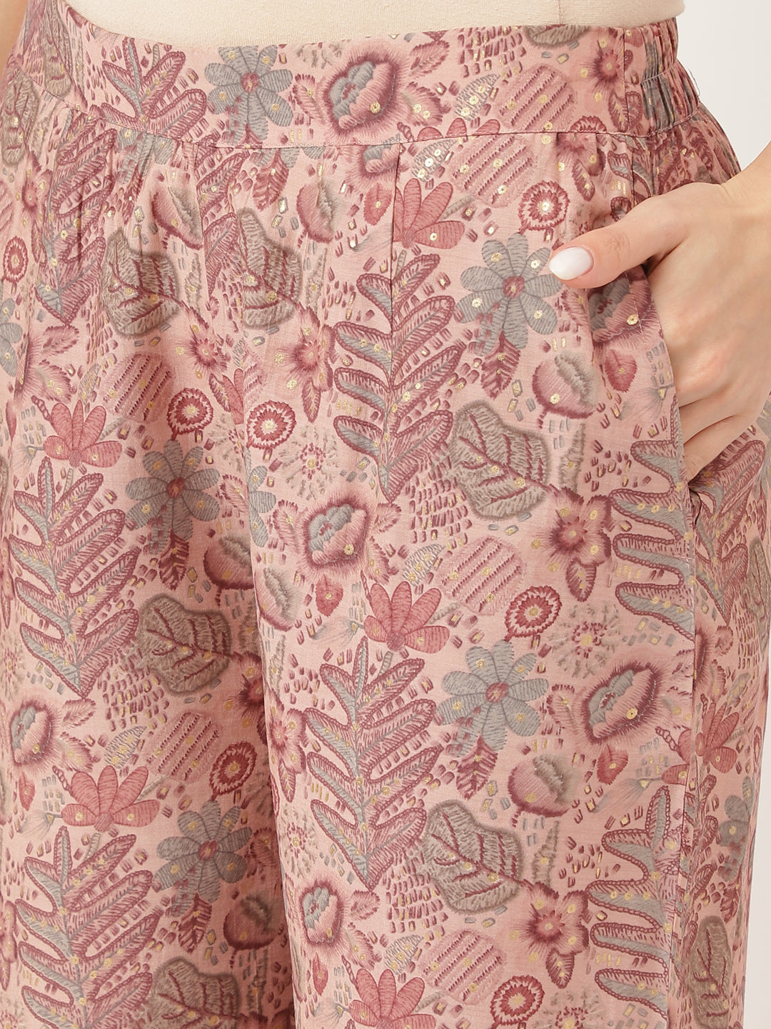 Purple Multi Foil Printed Chanderi Co-ord Set