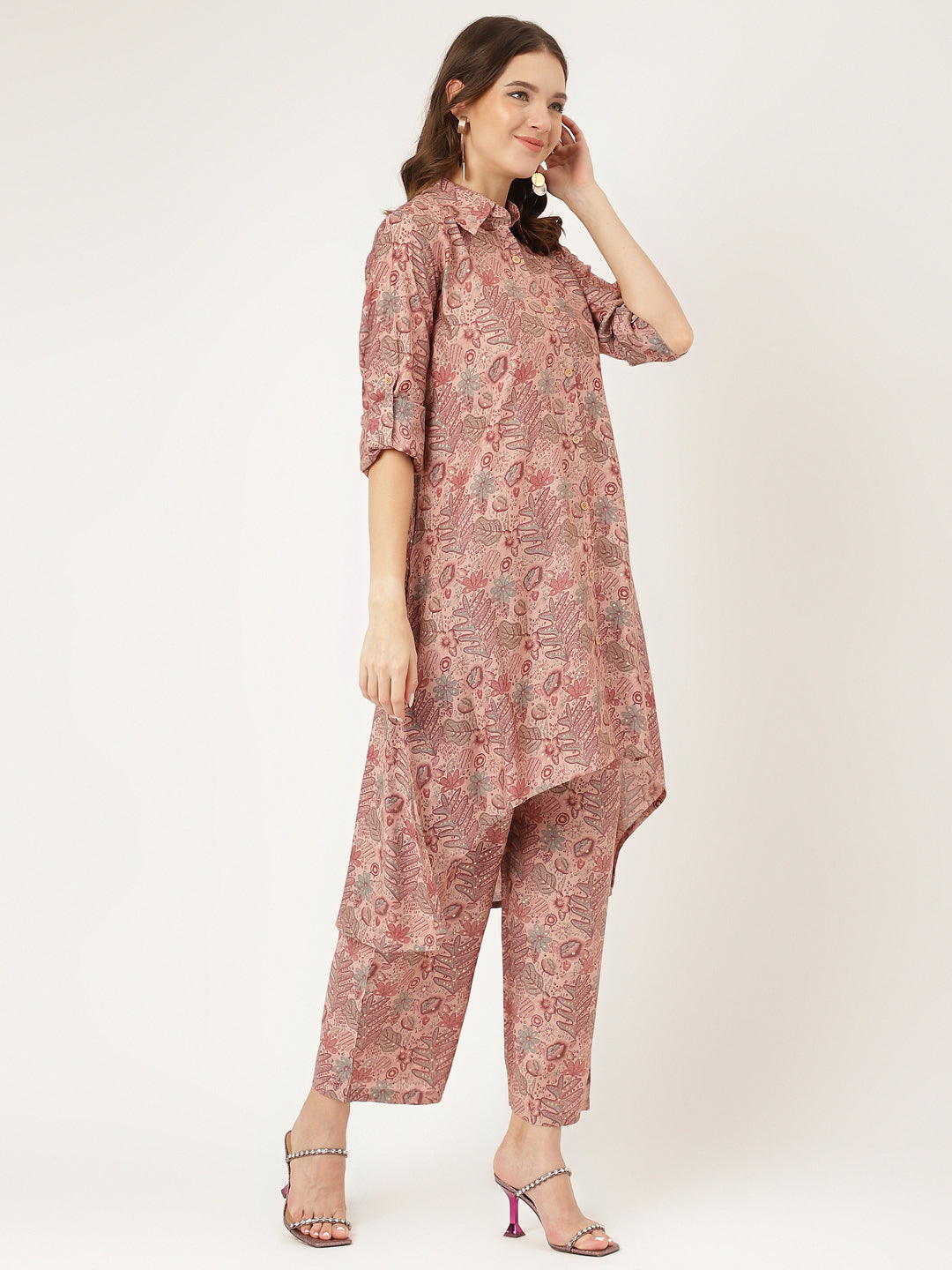 Purple Multi Foil Printed Chanderi Co-ord Set