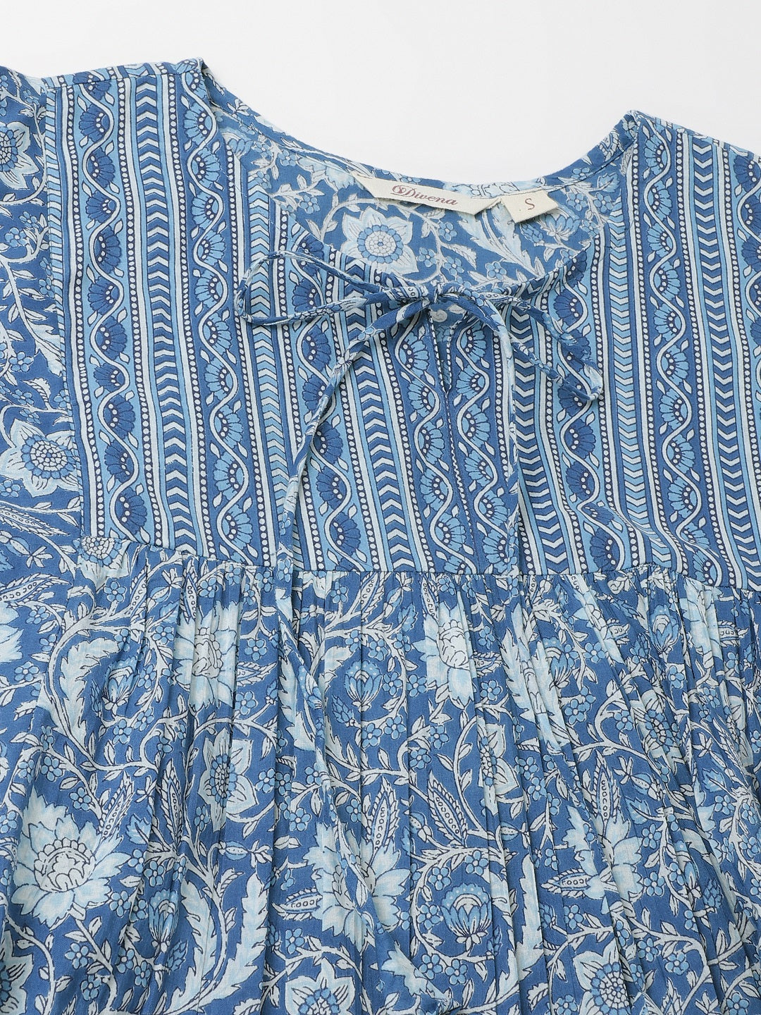 Blue Printed Cotton Peplum top