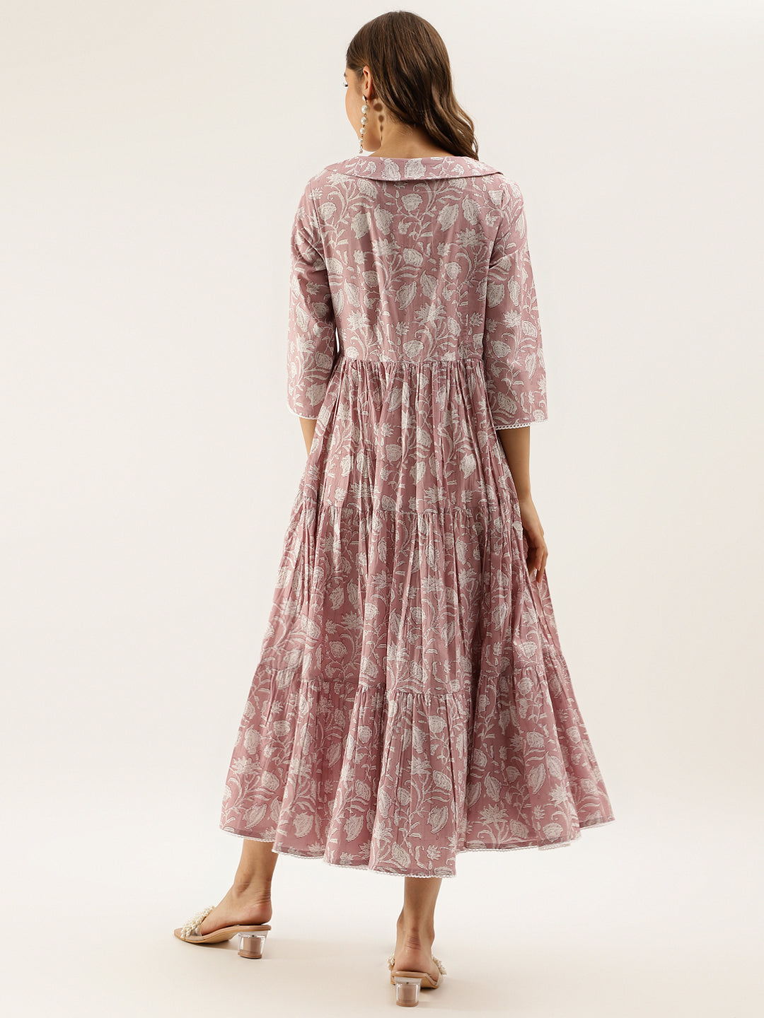 Floral Printed Cotton Ethnic Dress for Women