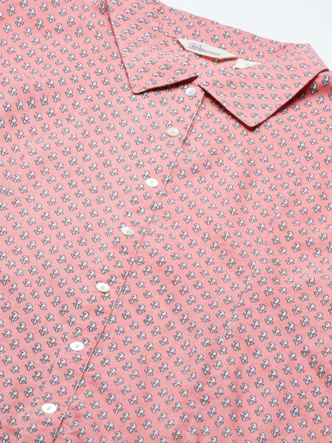 Jamal Jamaloo Baby Pink Block Printed Casual Women Shirts - Jamal Jamaloo