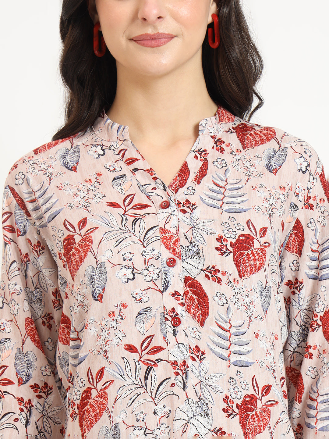 Multicolour Floral Print Rayon Fabric Straight Kurta