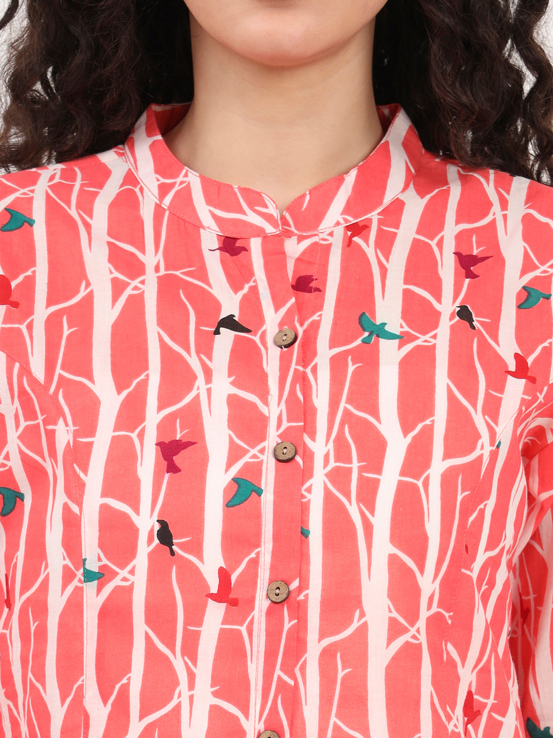 Pink Floral Printed Cotton Top