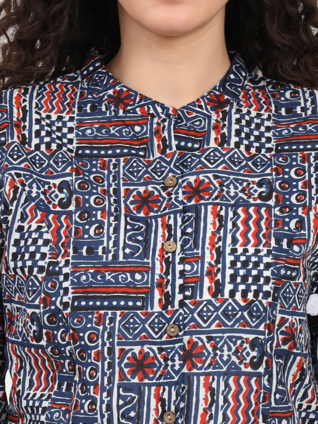Blue Floral Printed Cotton Top