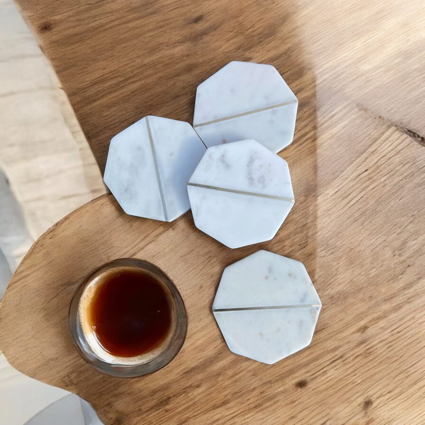 White Marble Geometric Coasters