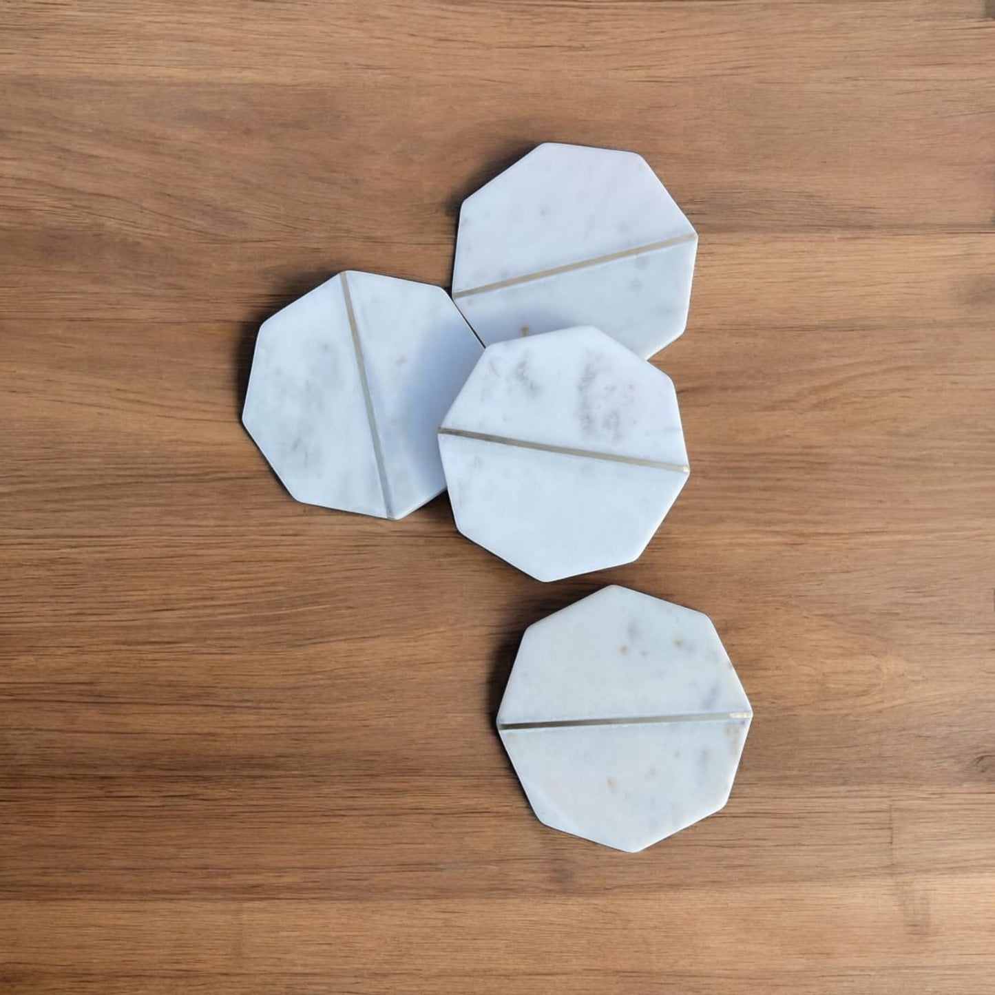 White Marble Geometric Coasters