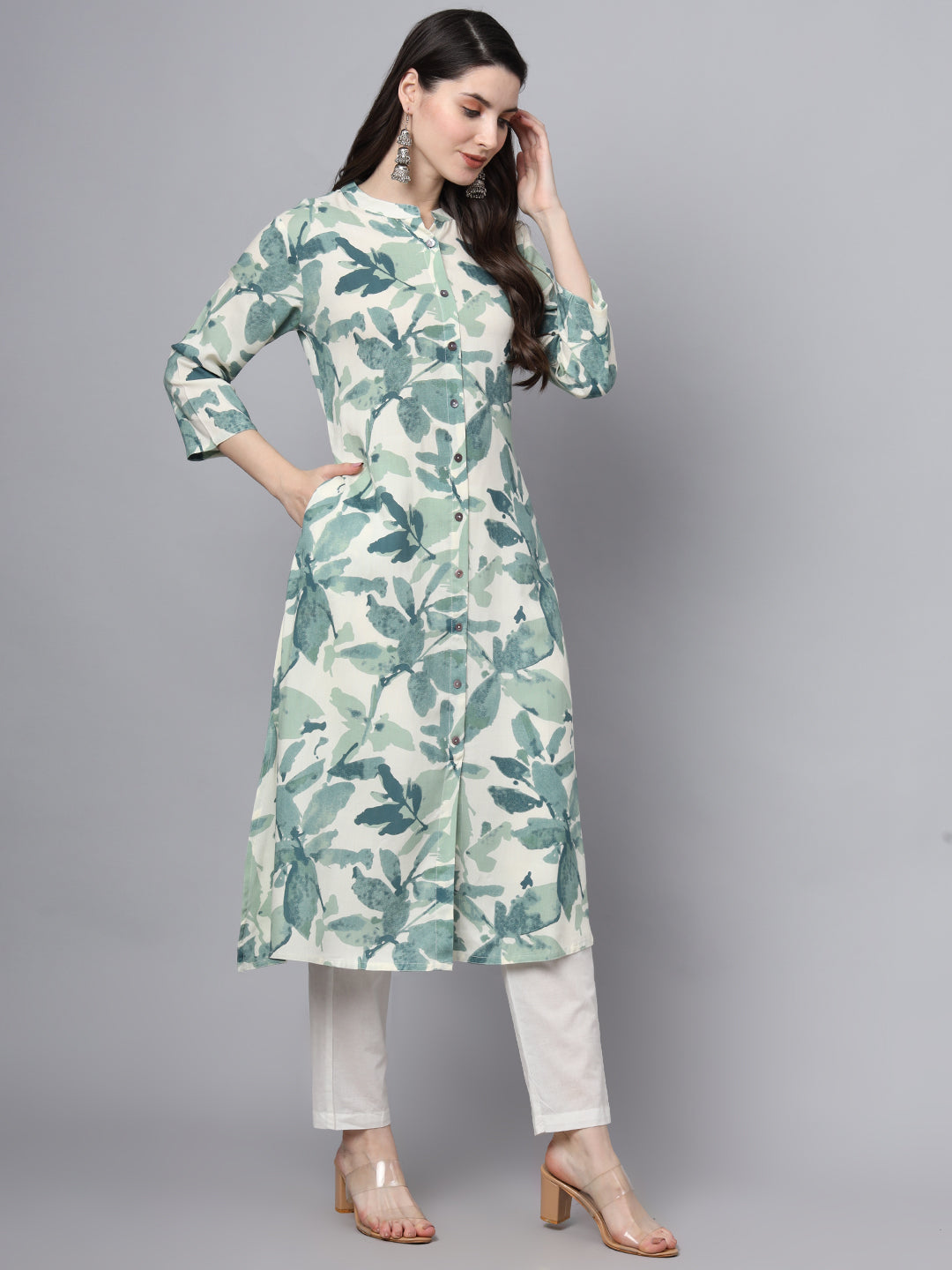 A-Line White Rayon Kurta