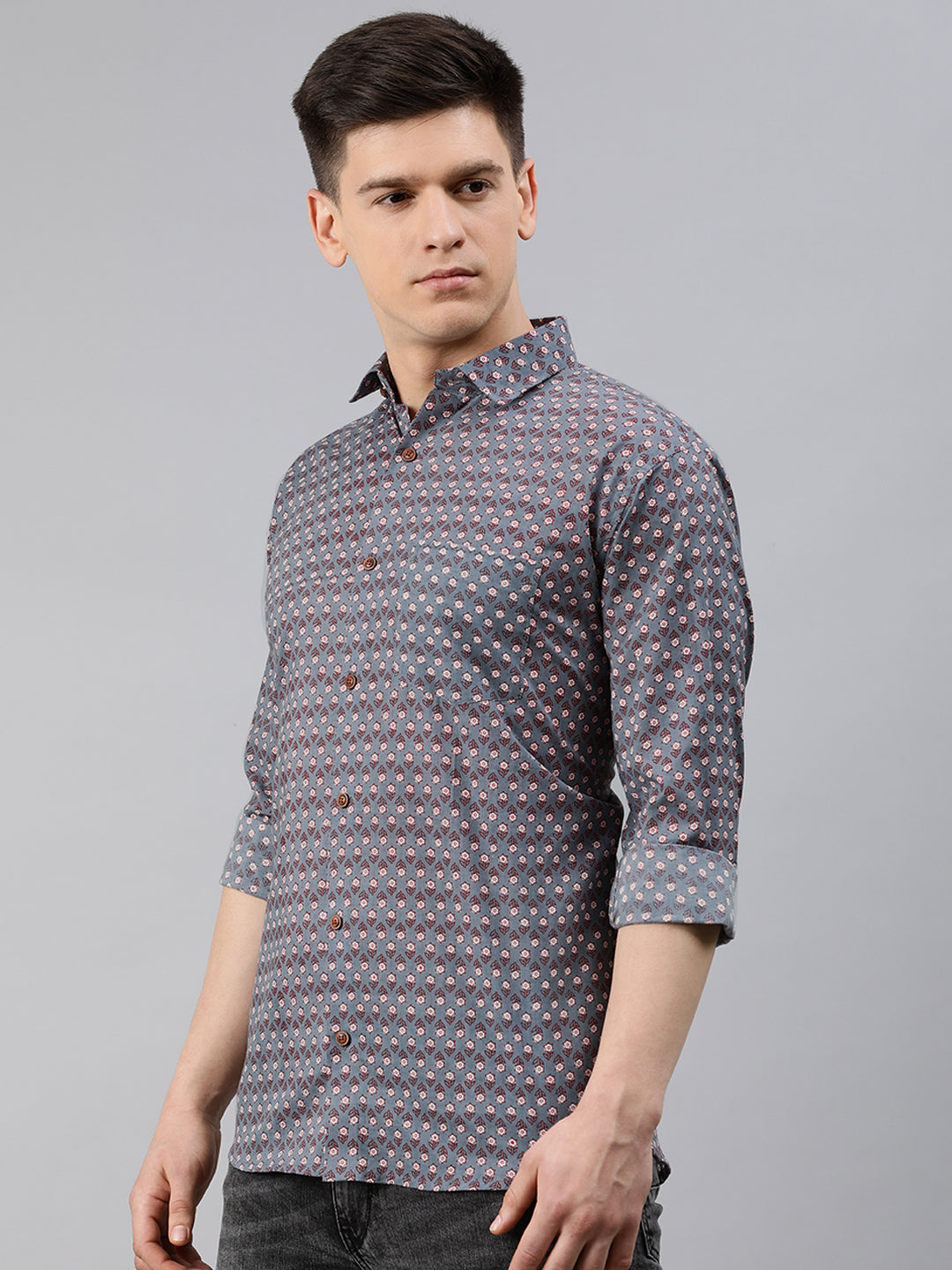 Millennial Men Grey Cotton Full Sleeve Shirt for Men-MMF0215