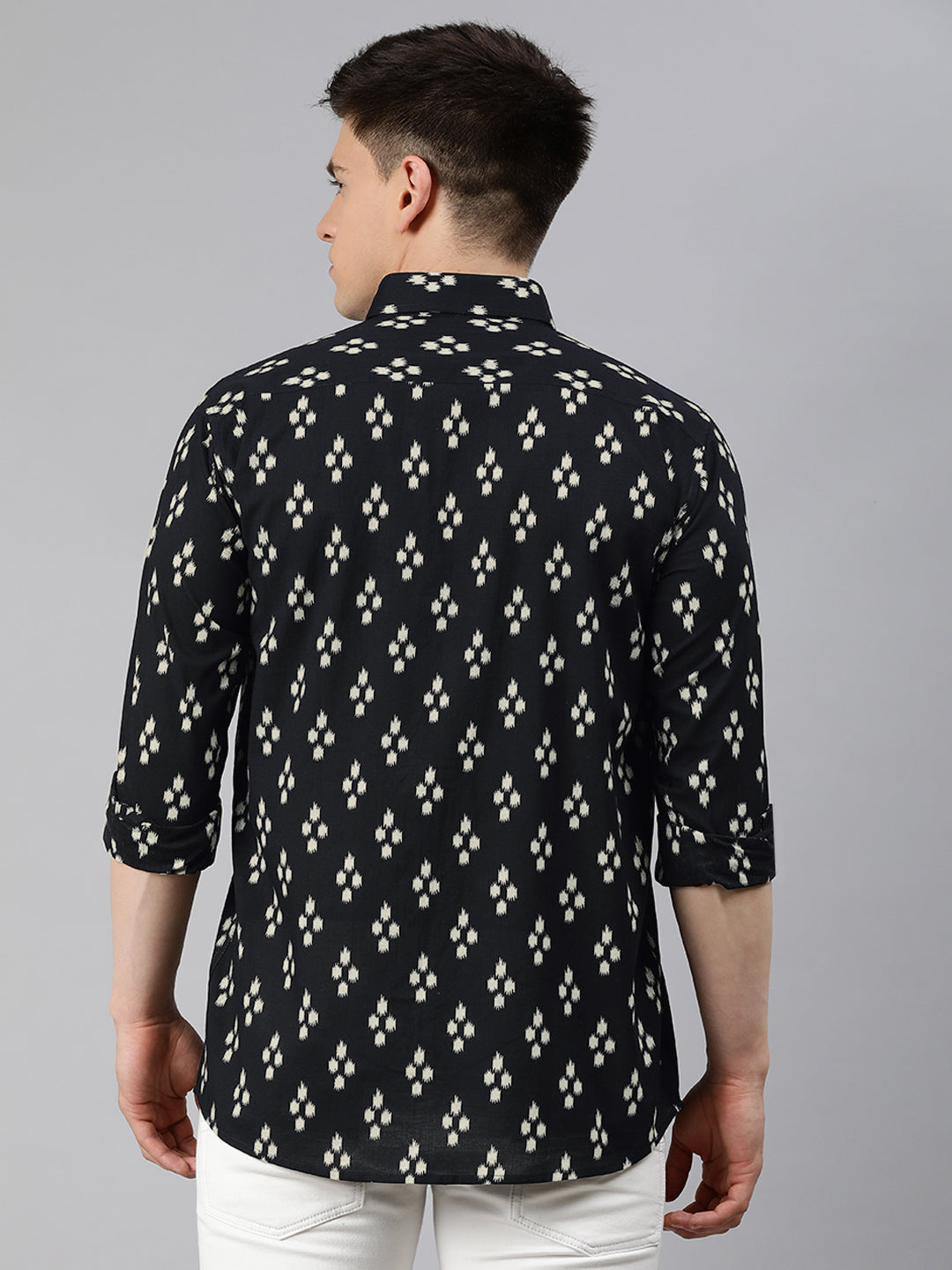Millennial Men Black & White Cotton Full Sleeve Shirt for Men-MMF0217