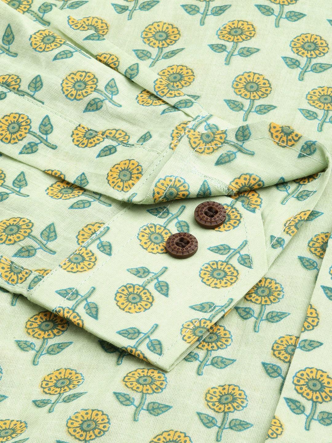 Millennial Men Light Green & Yellow Cotton Full Sleeve Shirt for Men-MMF0269 - Jamal Jamalooworld.com