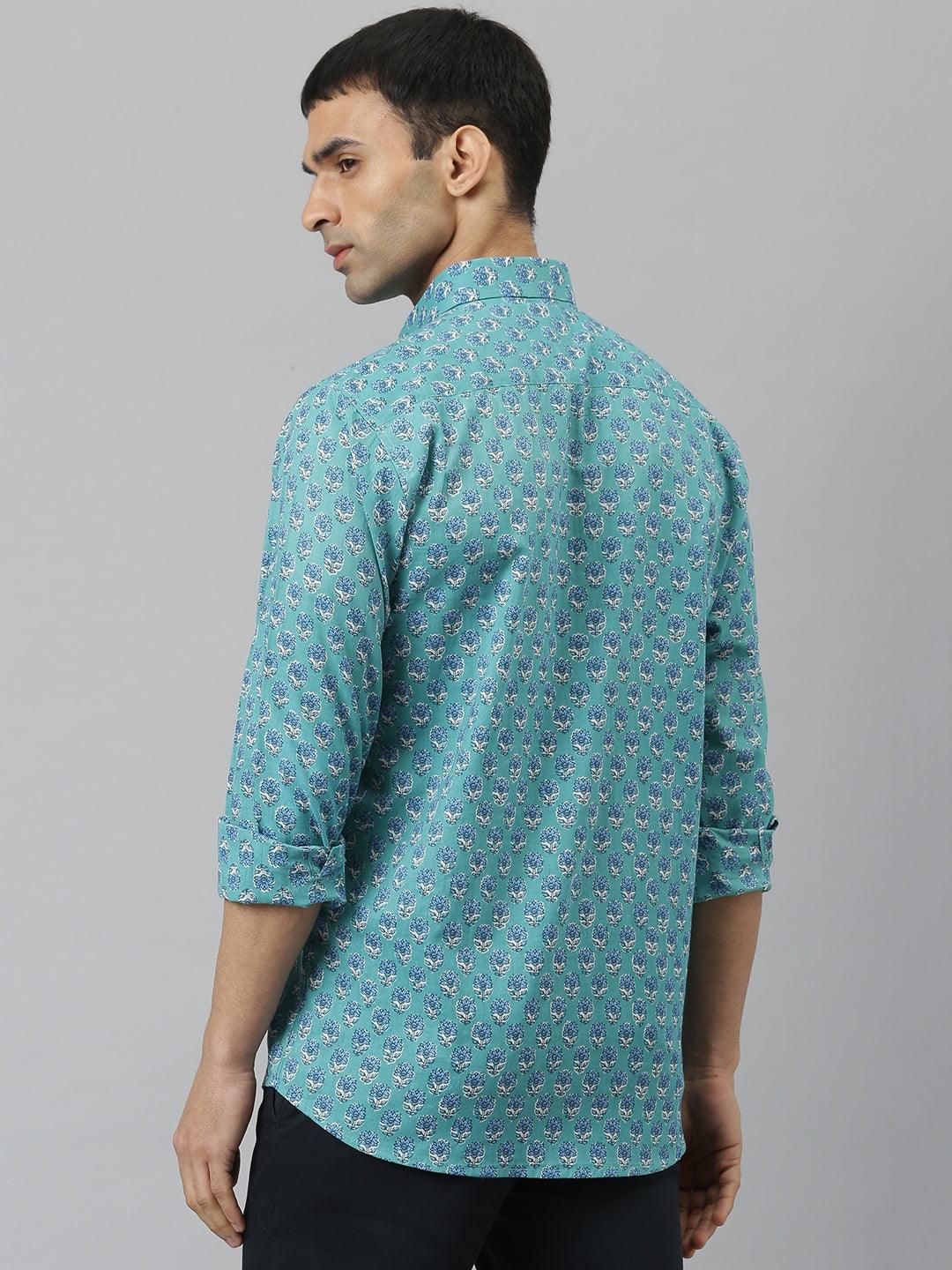 Millennial Men Turquoise blue & Blue Cotton Full Sleeve Shirt for Men-MMF0270 - Jamal Jamalooworld.com
