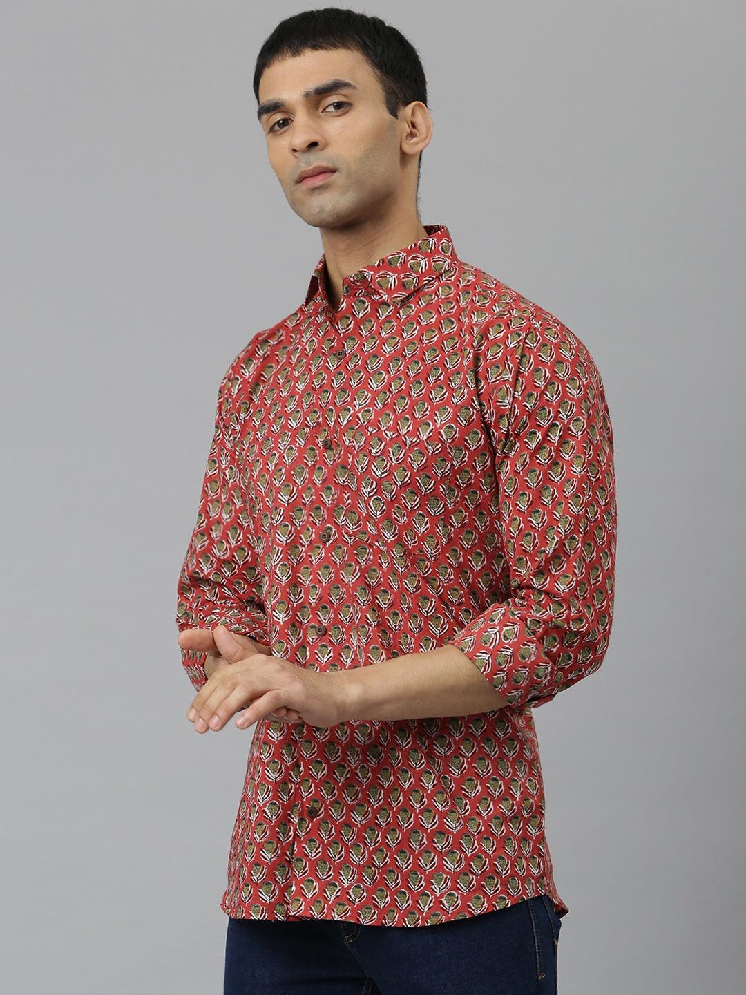 Millennial Men Pink & Green Cotton Full Sleeve Shirt for Men-MMF0277 - Jamal Jamalooworld.com