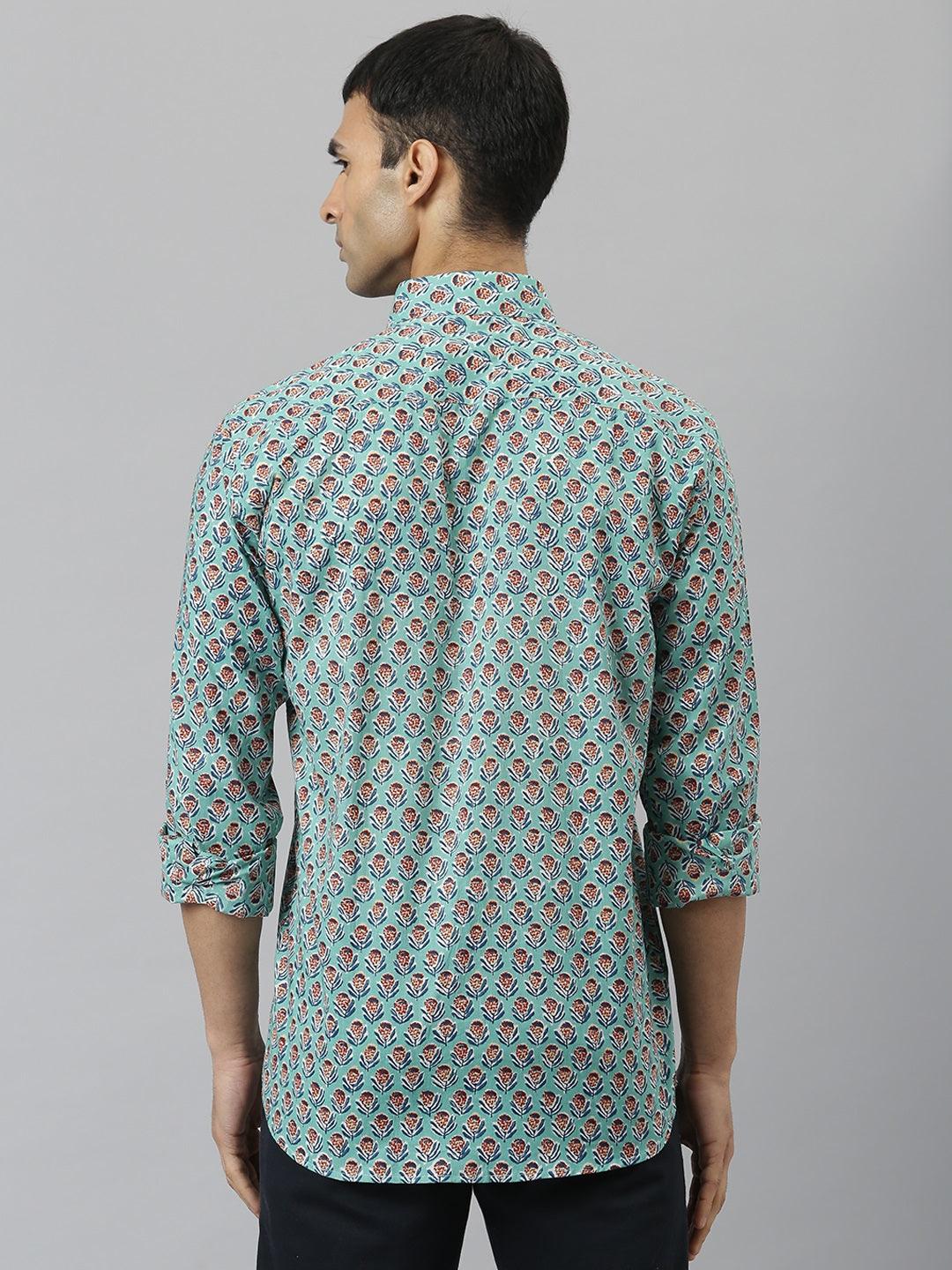 Millennial Men Sea Green & Blue Cotton Full Sleeve Shirt for Men-MMF0280 - Jamal Jamalooworld.com